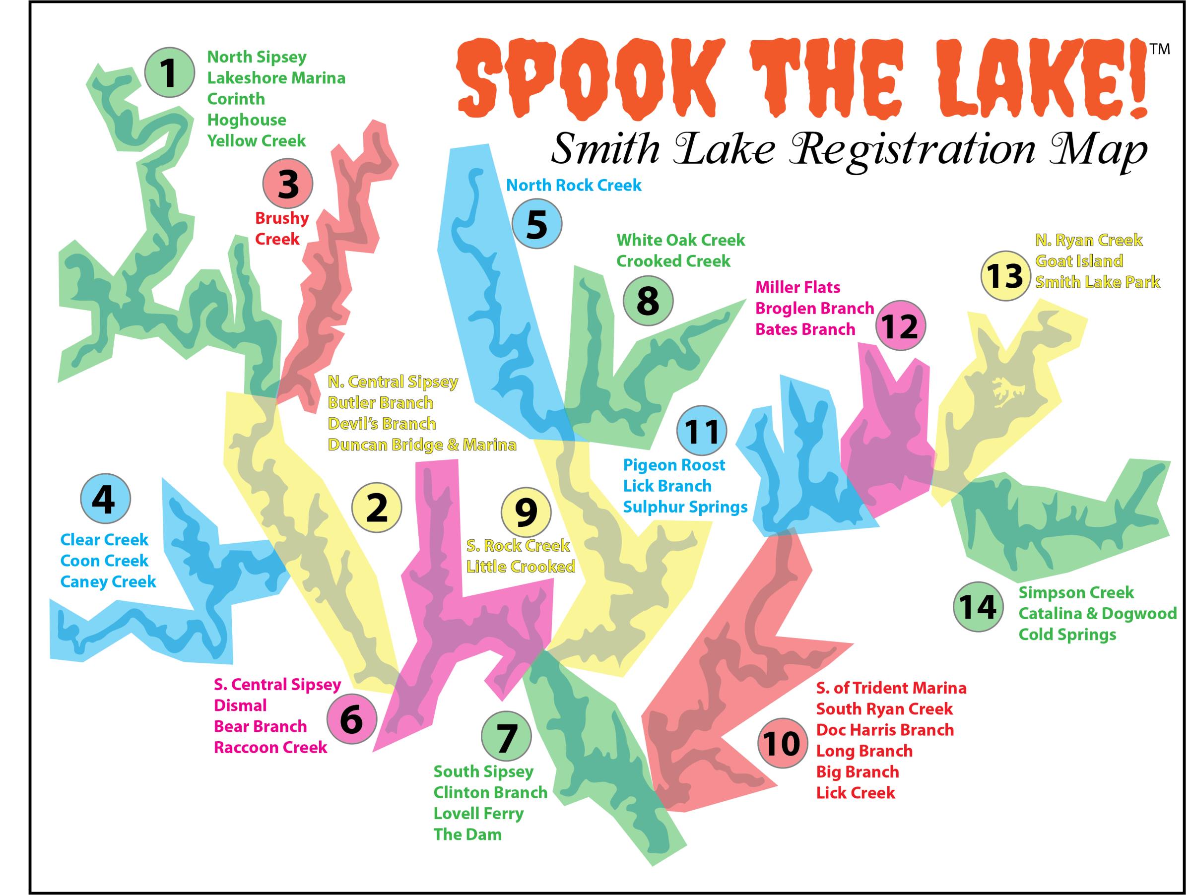 Spook the Lake zone reference map